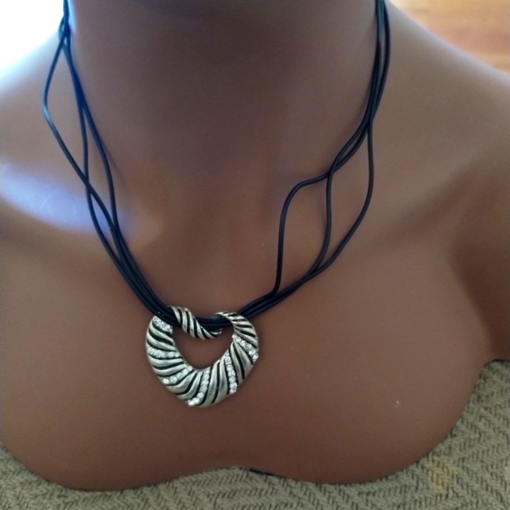 SALE: Elegant Silver-Toned Heart Pendant Multi-Strand Necklace